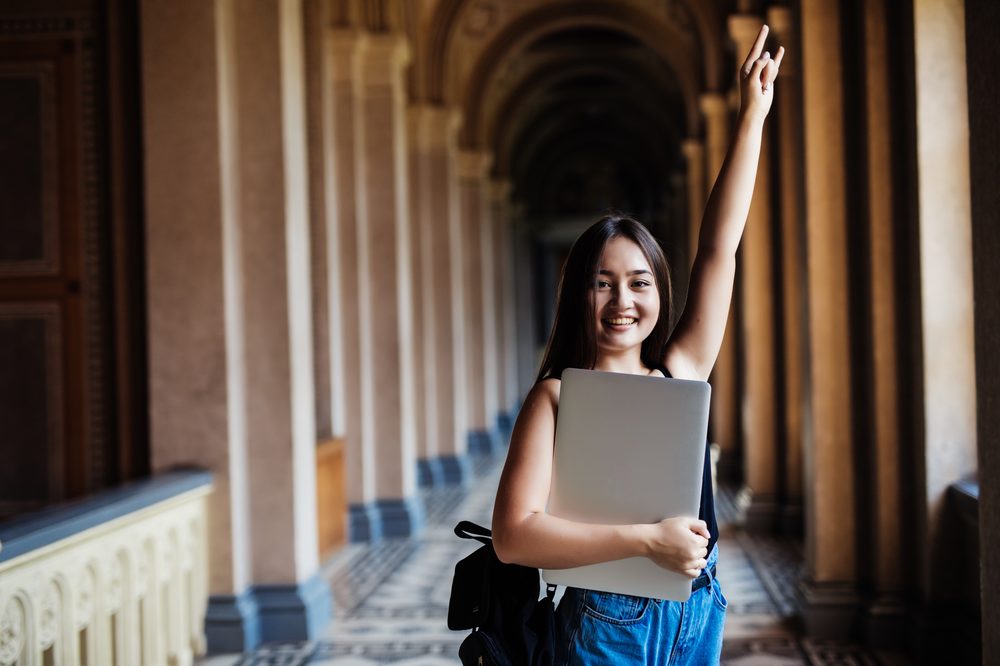 A Berndt Education admissions student on campus, aiming higher