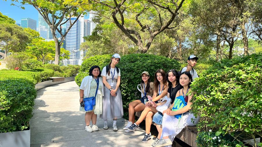 Students on a group excursion